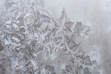 Ice patterns on winter glass