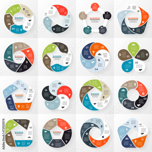 Business infographic, diagram, presentation 5 options Poster