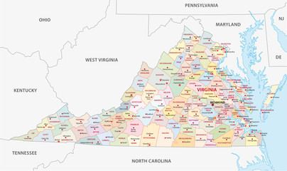 Wall Mural - virginia administrative map