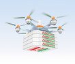 Drone carrying pizza for fast food delivery concept