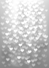 Wall Mural - Silver festive lights in heart shape, vector background.