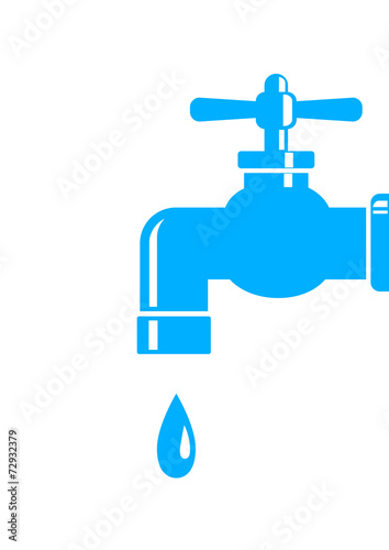 Fotografia  Blue faucet icon on white background