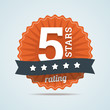 Five stars rating sign in flat style. Vector illustration in EPS