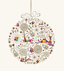 Wall Mural - Vintage Christmas bauble greeting card