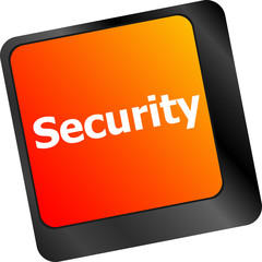 Poster - security button on the keyboard key, business concept