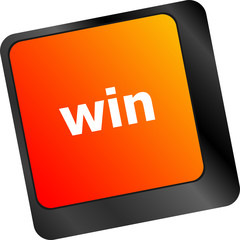 Poster - win word on computer keyboard key button