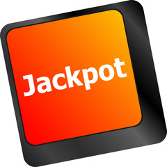 Poster - key on a computer keyboard with the words jackpot