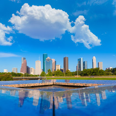 Wall Mural - Houston skyline and Memorial reflection Texas US