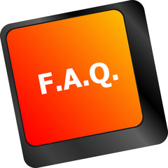 Poster - keyboard with faq button - business concept