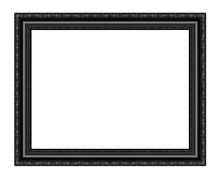 Black Picture Frame Carved Wood Frame Isolated On White Backgrou