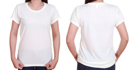 blank t-shiet set (front, back) with female