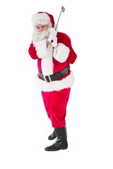 Poster - Cheerful santa claus playing golf