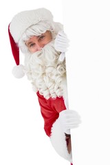 Poster - Happy santa claus holding poster