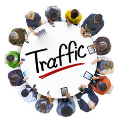 Canvas Print - Aerial View of People and Web Traffic Concepts