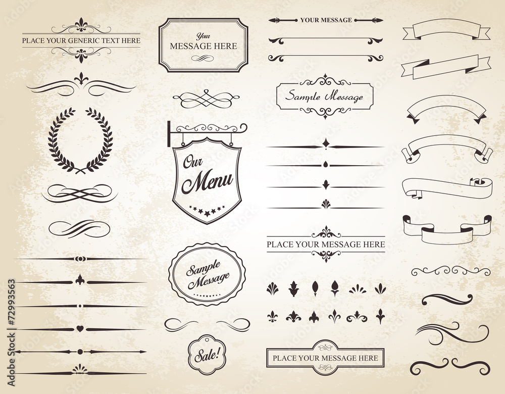 Vector Set of Vintage Calligraphic Elements Stock Vector | Adobe Stock