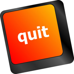 Poster - quit button on black internet computer keyboard