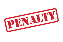 PENALTY Red Rubber Stamp Vector Over A White Background.