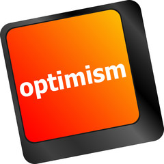 Poster - optimism button on the keyboard close-up