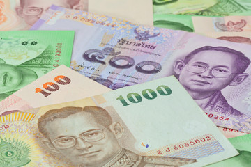 Thai banknotes (baht) for money and business  concepts