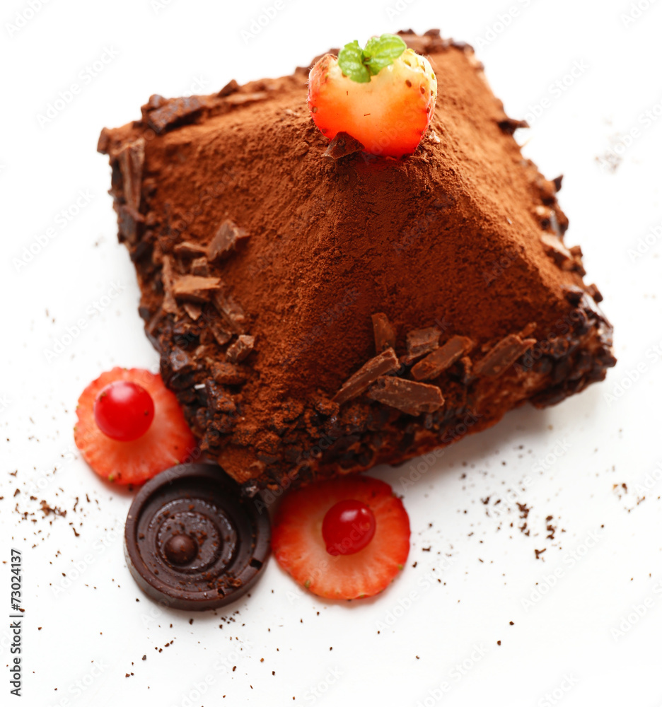 Yummy chocolate cupcake isolated on white