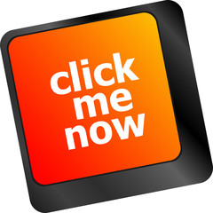 Poster - Keyboard with click me now button, internet concept