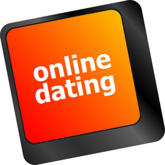 Poster - A keyboard with a online dating button - social concept