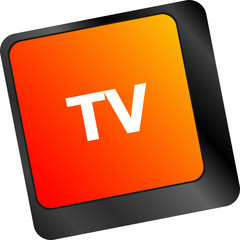 Poster - computer keyboard keys with tv button