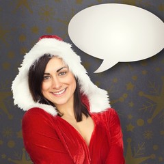 Poster - Composite image of pretty girl smiling in santa outfit