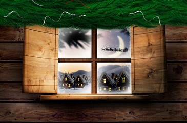 Poster - Composite image of fir branch christmas decoration garland