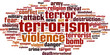 Terrorism word cloud concept. Vector illustration
