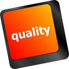 Poster - quality button on computer keyboard showing business concept
