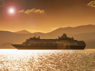 Luxury Cruise Ship at sunset