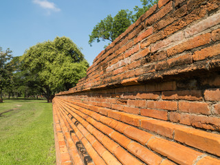 Ruin and ancient orange brick wall