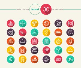 Travel flat icons set