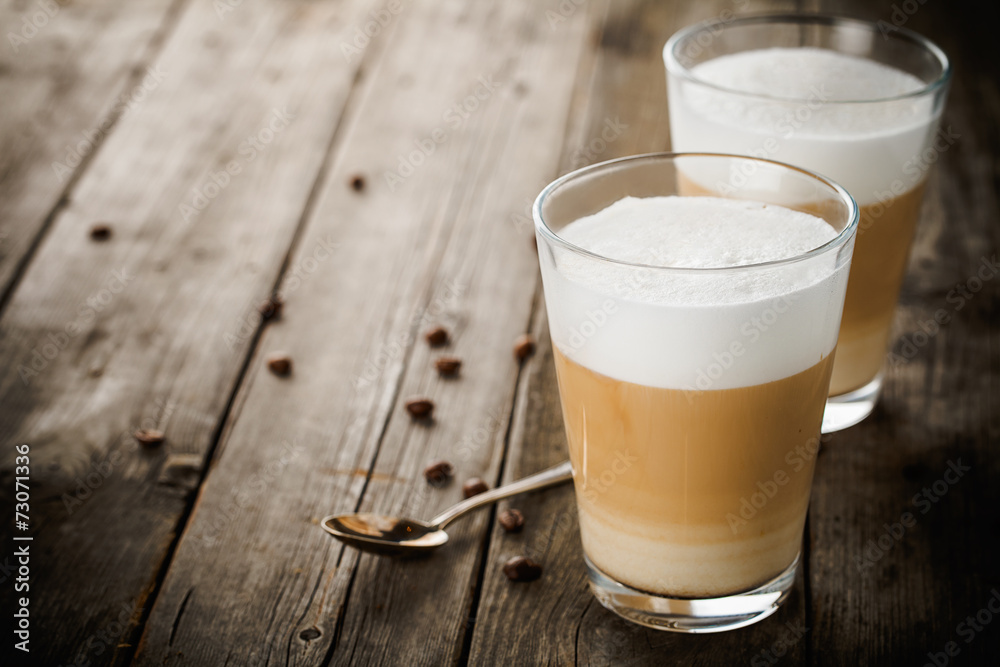 Two glasses of latte