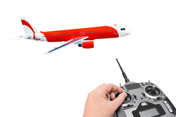 Canvas Print - RC plane and radio remote control