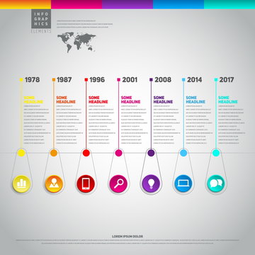 Timeline Infographic. With set of Icons. Vector design template