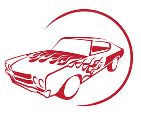 Wall Mural - Fire Muscle Car