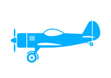 Blue plane icon on white background