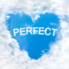 perfect word inside love cloud blue sky only