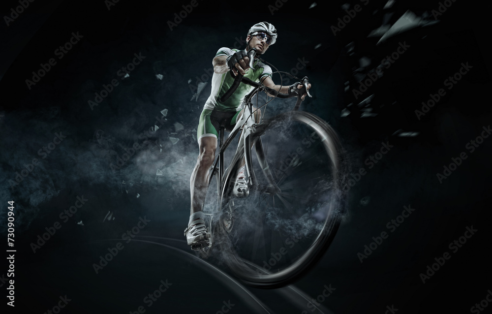 Sport. Isolated athlete cyclists - obrazy, fototapety, plakaty 