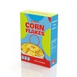 3D Corn Flakes paper package isolated on white