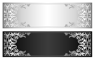 Wall Mural - Silver and black voucher with victorian pattern