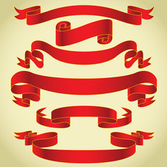 set of red banners