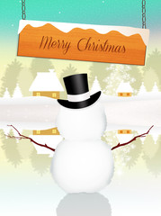 Wall Mural - Snowman at Christmas