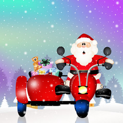 Poster - Santa Claus on sidecar