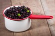 Vintage pot with huckleberries