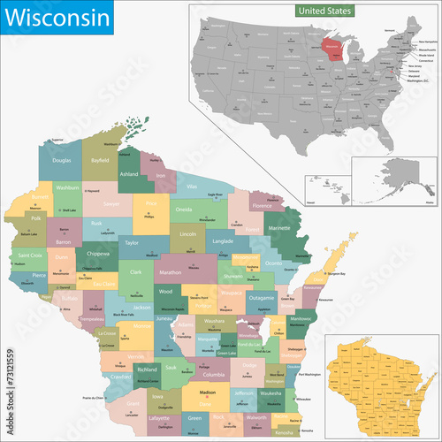 Obraz na płótnie Wisconsin map