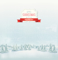 Poster - Christmas winter landscape background. Vector.