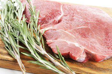 Raw beef steak close-up